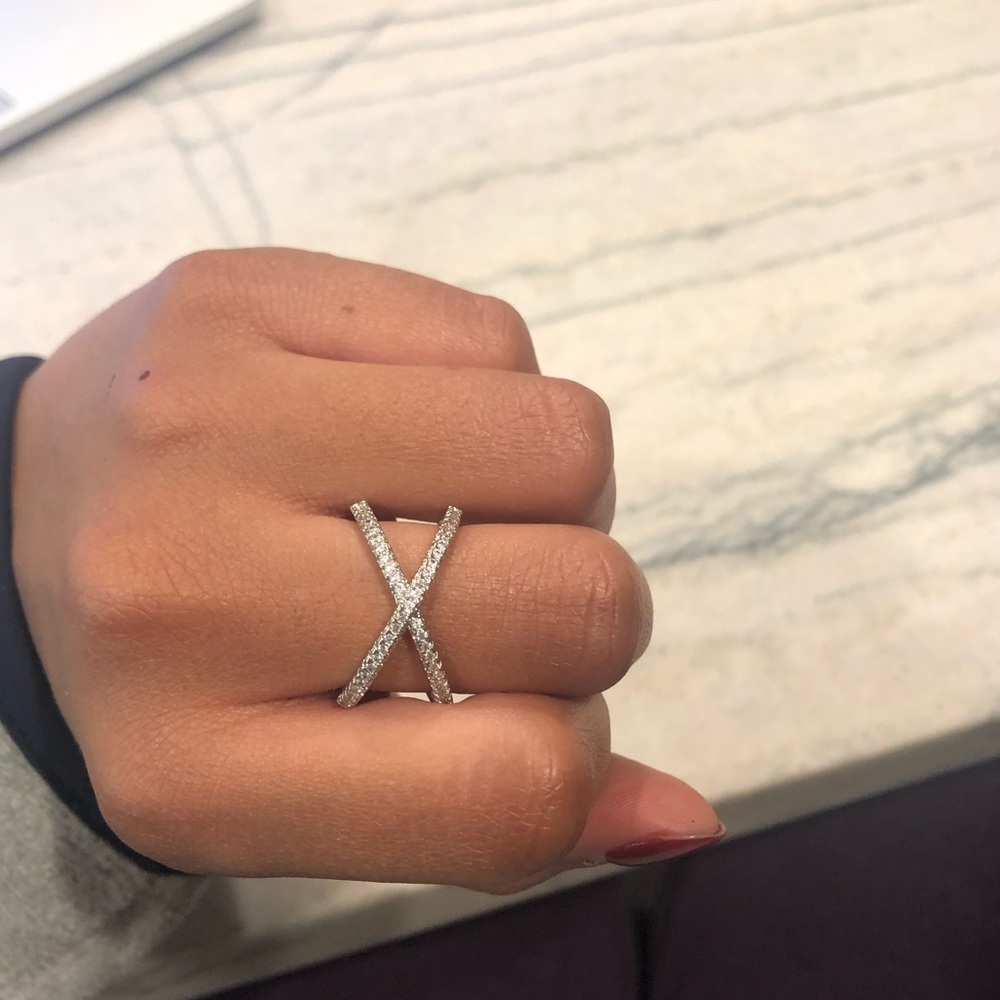 Silver Criss Cross X Infinity Loop Ring - image 7